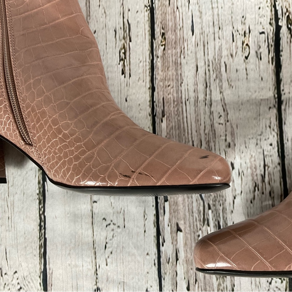 Steve Madden “Darma” Crocodile Embossed Ankle Boots Blush Tan Bootie Sz 10 - Picture 7 of 9